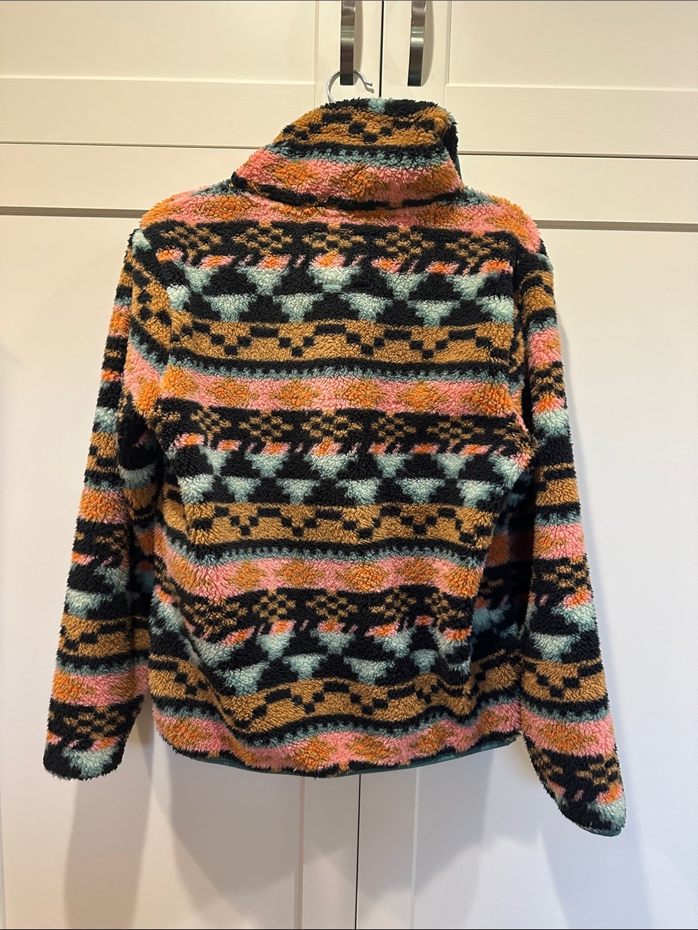 Billabong Teal, Pink & Black Patterned Zip-Up Sherpa Pullover - Picture 4 of 4